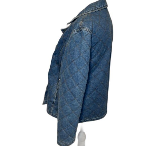 LAUREN JEANS CO Ralph Lauren Quilted Button Up Collar Blue Denim Jacket Womens - Picture 3 of 6